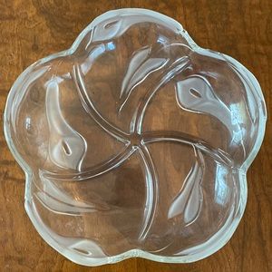 Vintage Mikasa Flair divided bowl clear frosted calla lily pattern